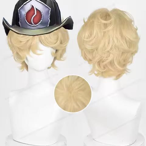 IDV Fire Investigator Florian Brand Cosplay Wig Synthetic Hair 30cm Light Golden Man Wig Anime Heat 