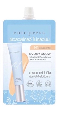 รองพื้นซองรุ่นใหม่ CUTE PRESS 1-2 Beautiful Airy MatteEvory Snow Foundation ขนาด 5g มี 2 สีให้เลือก