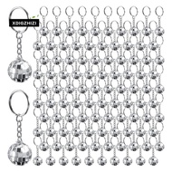 96Pcs Mini Disco Ball Keychains Disco Ball Favors Mirror 70s 80s 90s Disco Keychain Bulk Silver Disc