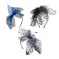 lu Womens Vintage  Party Fascinators Hat Ultra-Large Polka Dot Bowknot Headband