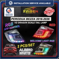 Perodua Bezza 2016–2026 Dynamic Dragon Scale Tail Lamp with Running Signal (Albino)