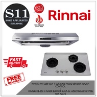 RINNAI RH-S259-SSR-T SLIMLINE HOOD SENSOR TOUCH CONTROL  +  RINNAI RB-3SI 3 INNER BURNER BUILT-IN HOB STAINLESS STEEL TOP PLATE