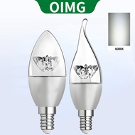 OIMG LED Crystal Bulb E14 5W 7W Pointed Bulb C37 Tail Pulling C37L White Light 6000K 220V Ultra Brig