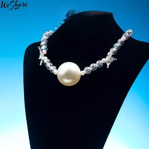 Iridescent Butterfly Pearl Choker Ball Gag Soft Mouth Gag Fairy Lolita Style BDSM Jewelry Crystal Si