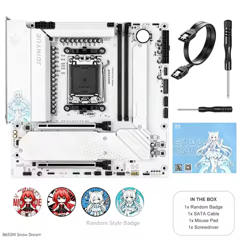 JINYUE B650M Snow Dream AM5 Motherboard DDR5 PCIe 4.0 M.2 M-ATX White Gaming Mainboard for AMD Ryzen
