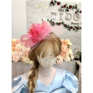 Children's Headband (Front Shop Is On Ratchada) KF673 Pink Large Flowers Mesh Bow Decorated With Fea