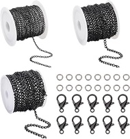 PH PandaHall 36 Feet Curb Chain Link, 2/3/5mm Twisted Chain Links Black Metal Craft Chain with 100pc
