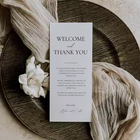 Custom Modern Welcome and Thank You Note,Wedding Table Thank You Card,Place Setting Thank You Letter