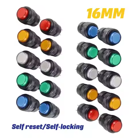 5/20/100PCS 4Color LED Lighting 2Pin 4Pin R16-503/AD R16-503/BD Self Reset/Self-locking 16MM Momenta