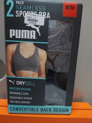 Puma 女運動內衣兩入組(黑/灰色) M號