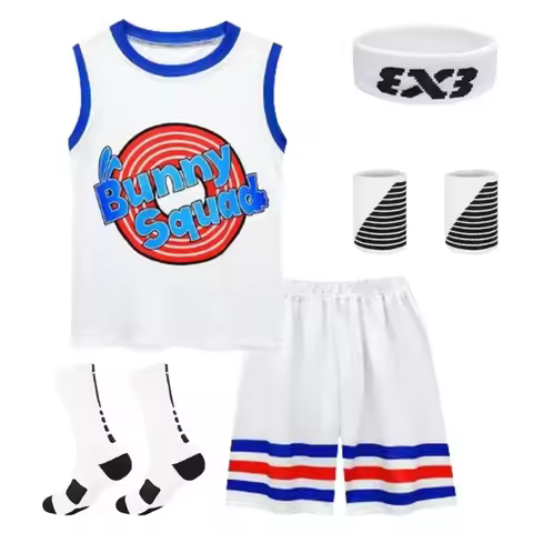 Anime Cosplay 2024 Kids Tune Squad Space Jam 2 Basketball Jersey Set - Cosplay Costume Vest Shorts S