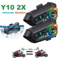 Kebidumei YP10 2X Wireless Bluetooth5.3 Motorcycle Helmet Intercom Headset Waterproof 300 m Intercom