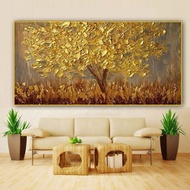 Gold tree painting with texture