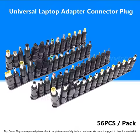 56pcs Universal Laptop AC DC Jack Power Supply Adapter Connector Plug for HP Dell Lenovo Acer Toshib