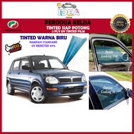 Perodua Kelisa_TINTED CROMAX BIRU/Blue Tinted/ Tinted Kereta /Car Window Film/2PLY UV Film_Siap Potong/Car Tinted/Precut