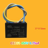 1pc CBB61 450V 0.75UF 1.25UF Fan capacitor Three-wire speed-regulating motor starting capacitor new