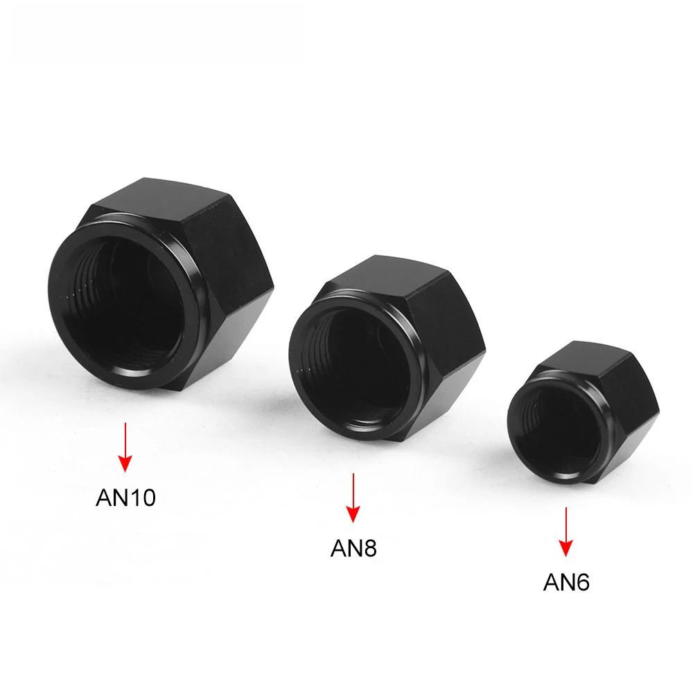 【Popular】 Black -6 8 10 Female AN Flare Fitting Cap 6AN 8AN 10AN Block Off Aluminum
