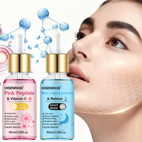 HISENRAIN Premium Pink & Blue Copper Peptide Serum - Anti-Aging, Skin Repair & Hydrating Facial Esse