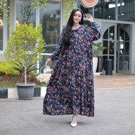 MODEL GAMIS MIDI TERBARU DRES MIDI BUNGA GAMIS RAYON JUMBO MOTIF GAMIS JUMBO DRES MIDI JUMBO SAKDRES