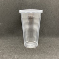 TAPAU - EC 22oz PP Cup with Flat Lid [ 100sets± ] A22C - 22oz Disposable Plastic Cup