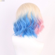 Enid Sinclair Wavy Wigs Pink and Blue Curly Short Party Cosplay Synthetic Wigs for Halloween Carniva