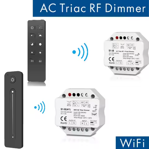 Skydance RF + Push AC Phase-cut Dimmer 2.4G RF LED controller S1-B CH*1.5A S1-B(WT) WiFi AC Triac Di