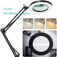 72LED 8X/10X NEW Illuminated Magnifier USB 3 Colors LED Magnifying Glass For Skincare Beauty/Table L