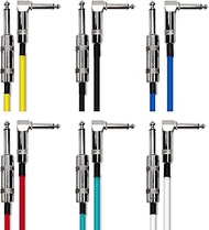 AxcessAbles 1/4-Inch TS Male to 1/4-Inch TS Male, Straight to Right Angle Multi-Colored Guitar Cable