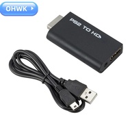 OHWK Converter, PS2 to HDMI 480i/480p/576i Adapter, Portable HD Cable Game to HDMI 3.5mm Audio Outpu