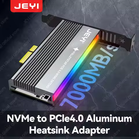 JEYI VolleyStar PCIE To NVMe Adapter With Aluminum Alloy Heatsink, M.2 RGB PCIe 4.0 Card With 1/2U L