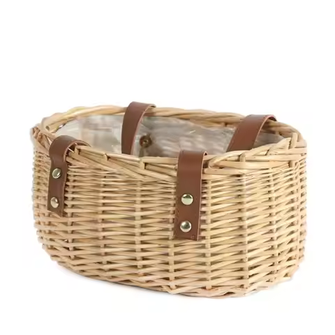 Willow Rattan Flower Girl Baskets Sturdy Woven Basket Flower Arrangement Basket Storage With Handle