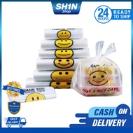50pcs/100pcs - Sando Bag / Plastic Bag color Red and Transparent Happy Smile Face Have a nice Day