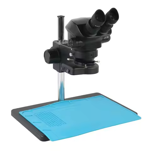 7X-50X Magnification Continuous Zoom Industrial Stereo Binocular Microscope + 1.0X 0.7X 0.5X 2.0X Ba