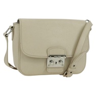 Miu Miu 象牙銀色皮革肩背包 正品 am11214V
