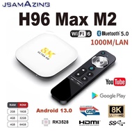 H96สูงสุด M2แอนดรอยด์13.0กล่องสมาร์ททีวี RK3528 8K อีเทอร์เน็ต1000เมตรแขนคอร์เท็กซ์ A53 2/4GB 16/32/