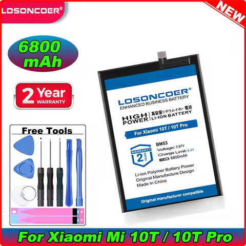6800mAh LOSONCOER BM53 Battery For Xiaomi Mi 10T / 10T Pro 5G Battery