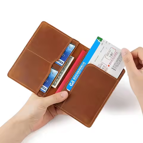 Handmade Vintage Genuine Leather Passport Cover Travel Wallet Credit Card Holder ID Document Flight 