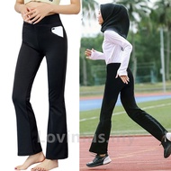 Musliman Slack Pants Bootcut For Women Elastic High Waisted Baggy Straight Leg Jersi Flare Pants Sel