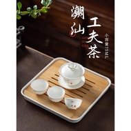 潮州功夫茶蓋碗小茶杯羊脂玉白瓷茶具套裝迷你兒童茶藝擺件泡茶器