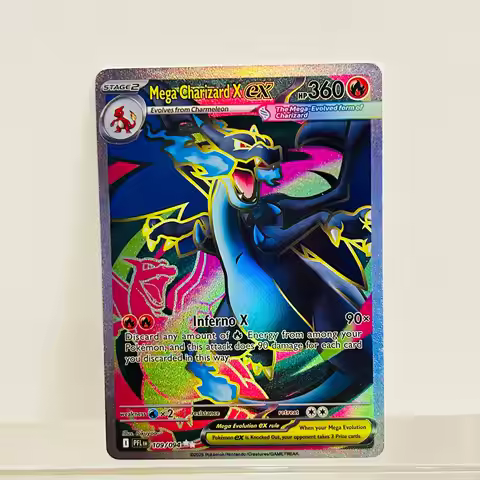 Mega Charizard X ex Full Art Holo DIY Textured Premium Anime Collectible Card