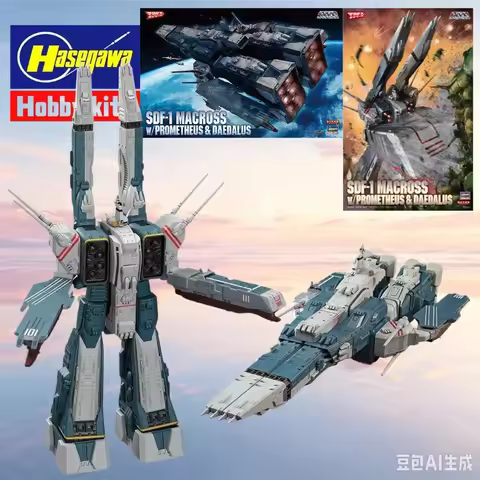 Hasegawa SDF‑1 Macross Model Kit 1/144 1/100, Hikaru Ichijyo Standard & Storm‑Attacker Modes w/Prome