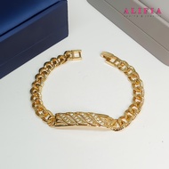 Alifia 22K Gold Plated Gemstone Plate Chain Bracelet