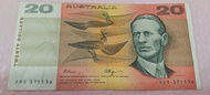 Australia 20 dollars old banknote SN:RDS 371136