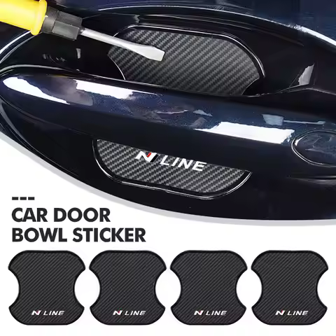 Carbon Fiber Car Door Handle Bowl Sticker Anti Scratch Strip Protective Decal For Hyundai N Line Tus