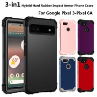 3 in 1 Hybrid Hard Rubber Impact Armor Phone Case for Google Pixel 6A 4/4XL 4A 5A 5G Heavy Duty Pixel 3 3XL Pixel 3A 3A XL Shockproof cover
