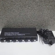 Converter 6 Port FO Switch Fiber Optic SC 2 Lan 6FO 2Lan 100 mbp Media
