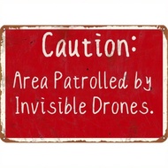 HELLOYOUNG Retro Caution Drone Metal Sign Vintage Tech Wall Decor Funny