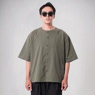 Noforty Project Oversize Collarless Shirt Ramsey Olive