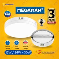[SIRIM] MEGAMAN LED Borderless Surface Downlight 18W 24W 36W 48W Round Square Lights Lampu Siling Ce