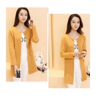 Plain yellow wool cardigan